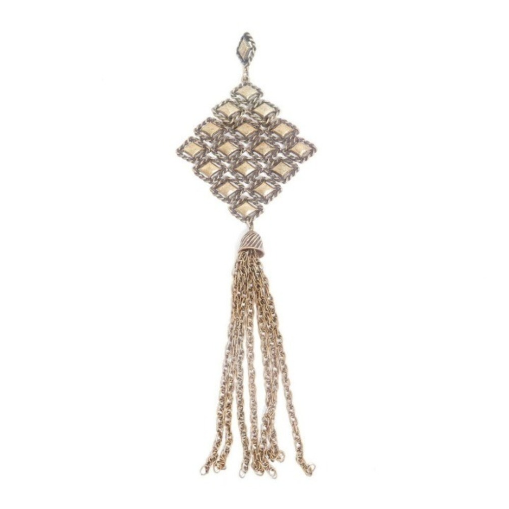 CHICO'S SIGNED LONG‎ BRASS NECKLACE PENDANT